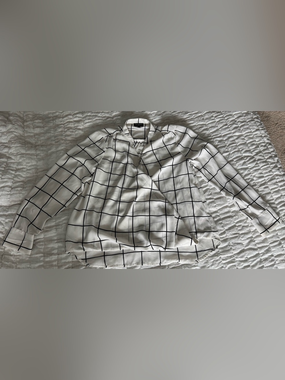 The Limited White Blouse with Black Windowpane Grid
